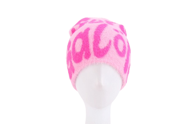 Pink Mohair Logo Beanie