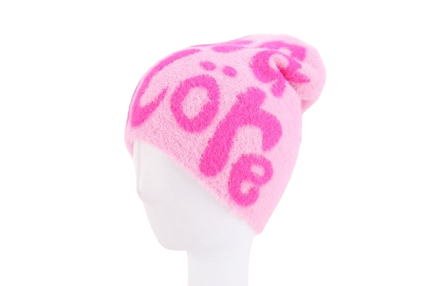Pink Mohair Logo Beanie
