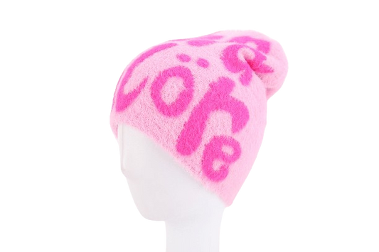 Pink Mohair Logo Beanie
