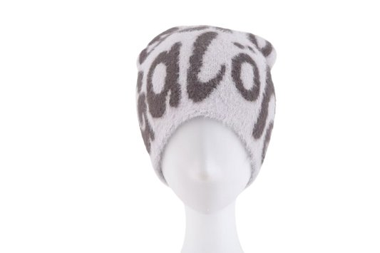 Grey Mohair Logo Beanie